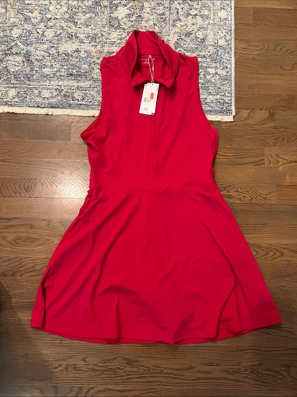 Travis Mathew Sleeveless Red A-Line Zip-Front Dress